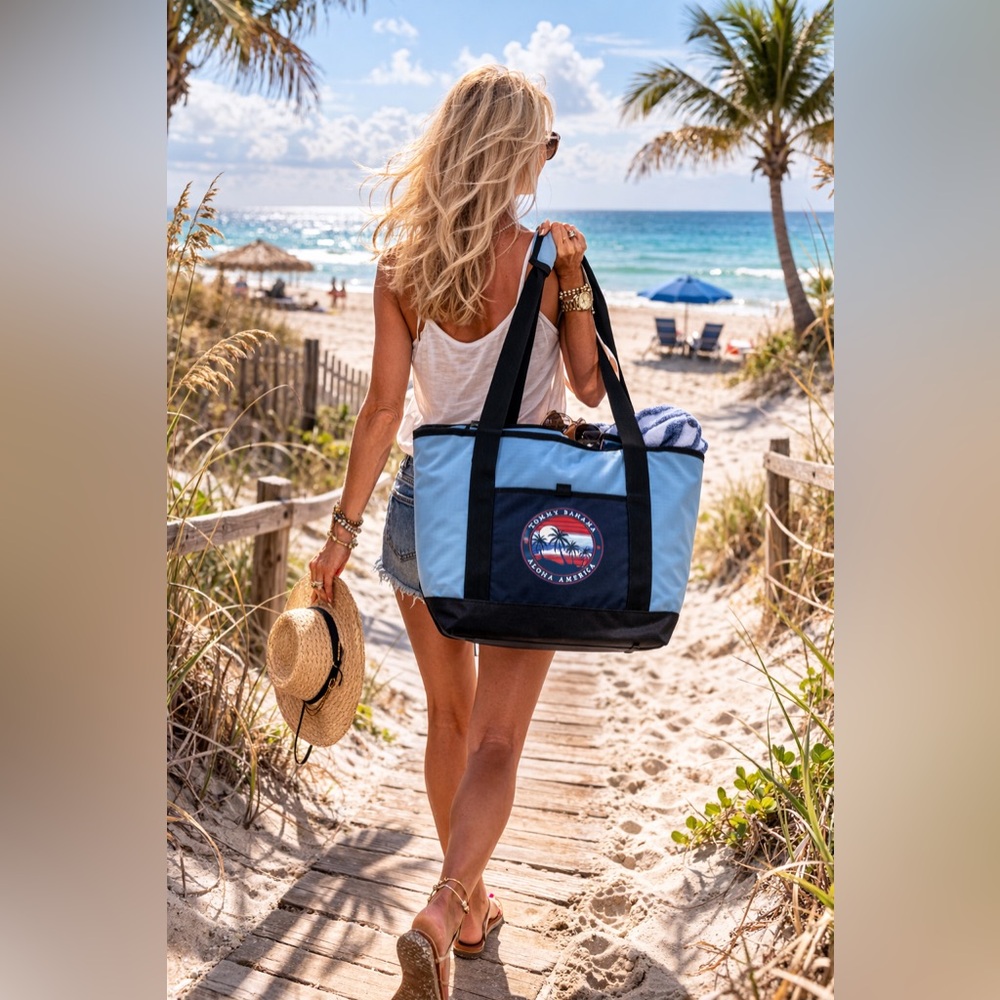 Tommy Bahama Sky Blue & Black Cooler Tote Bag